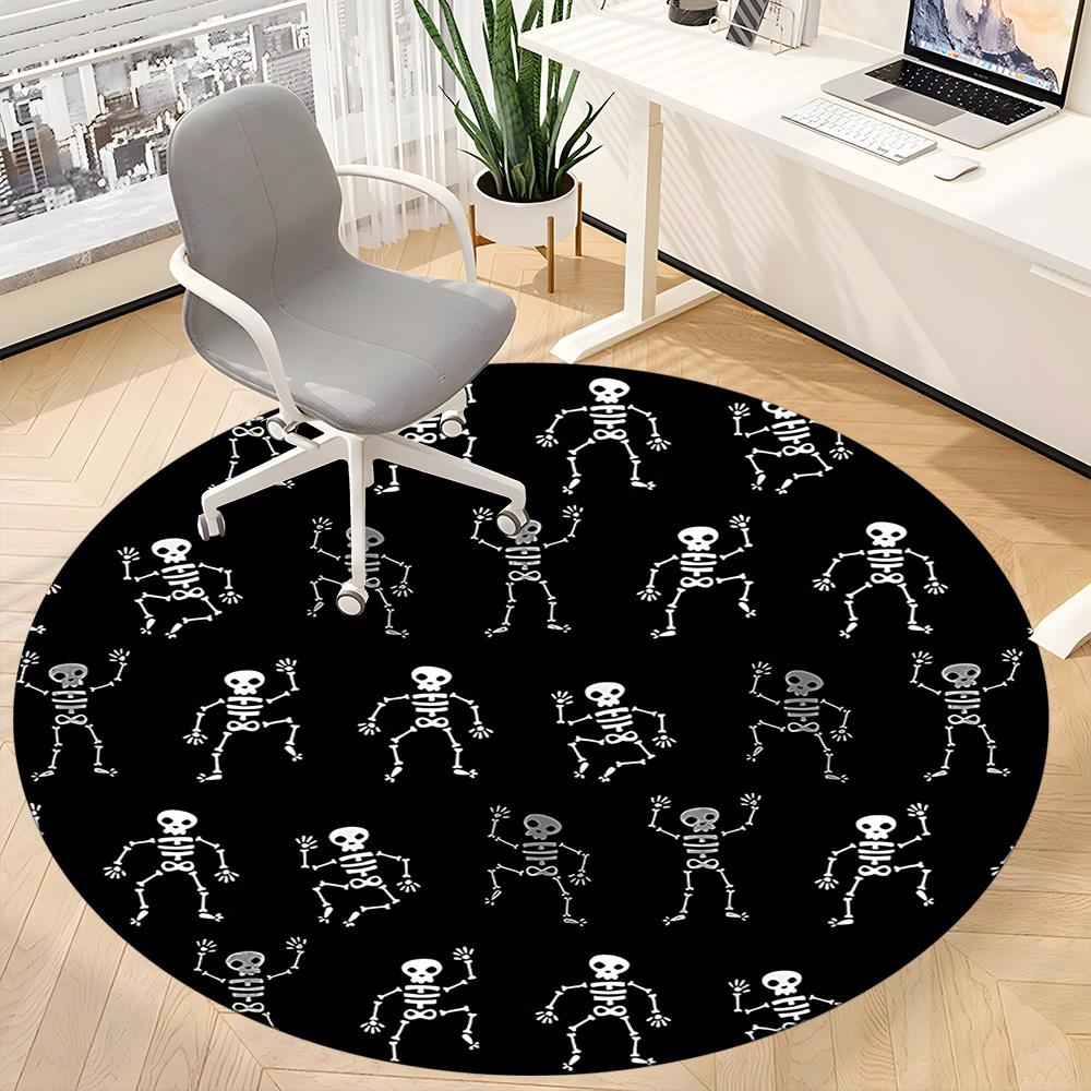 1pc Skeletoons Chair Carpet for Office, Indoor Non Slip Washable Polyester Fiber Carpet,