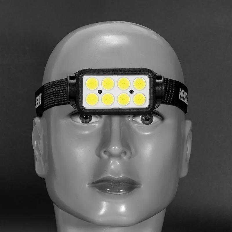 USB Rechargeable Headlamp Portable LED Headlight Built in Battery Torch Portable Working Light Fishing Camping Head Light