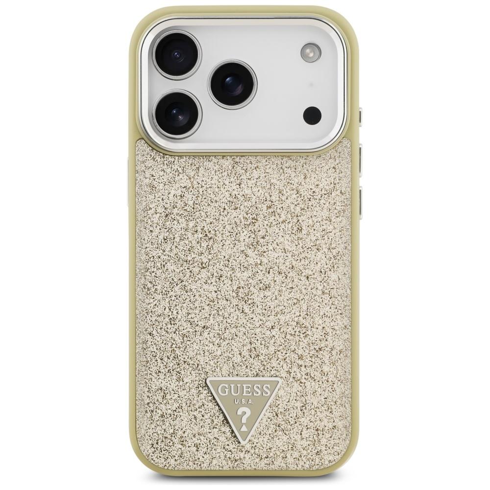 Guess Glitter Triangle Logo Magsafe Case For Iphone 17 Pro Gold Protection