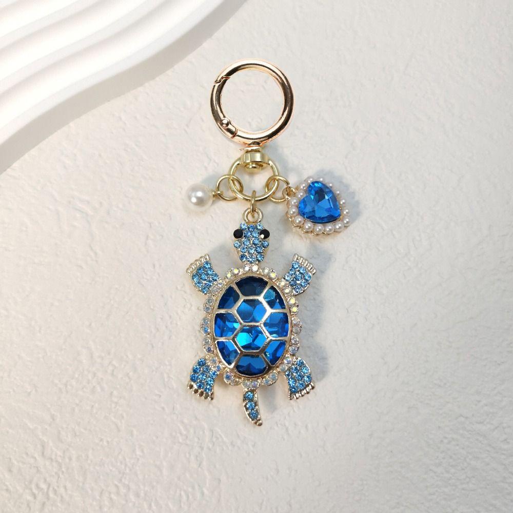 Rhinestone Marine Turtle Pendant Imitation Pearl Ocean Hanging Pendant Turtle Keychain  Bag Pendant