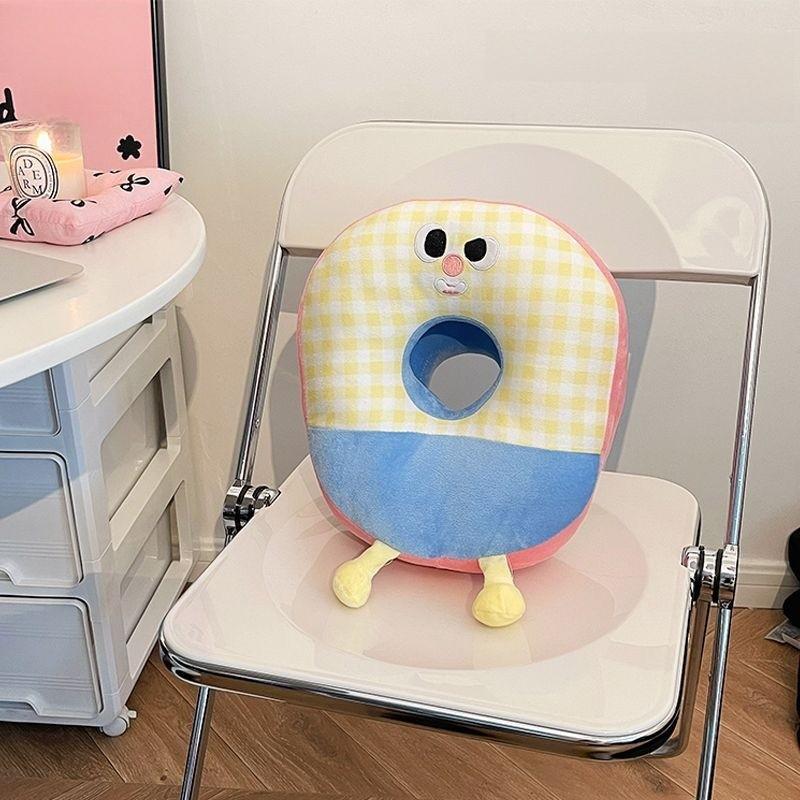 Dopamine Lattice Emoticon Pattern Neck Pillow Plush Toy Office Rest Prop Gift