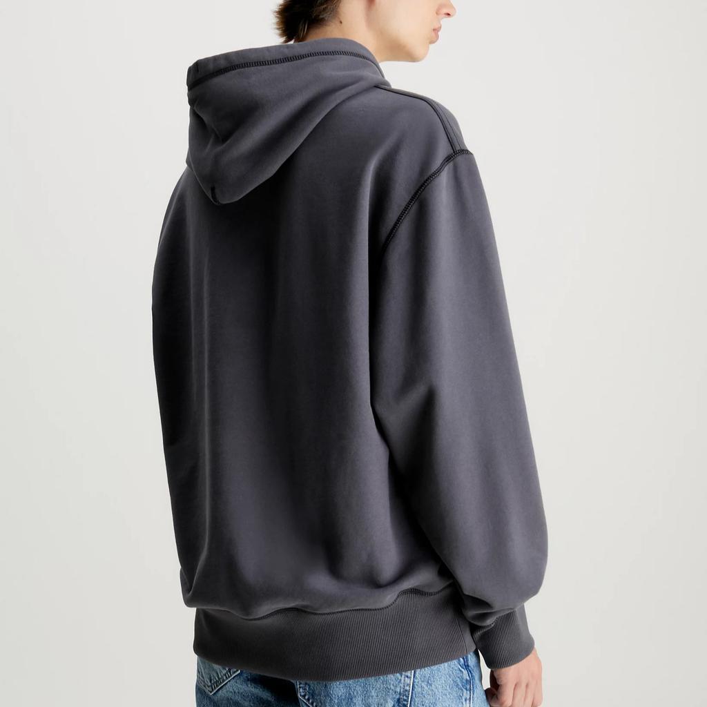 Calvin Klein Jeans Minimalist Letter Embroidered Loose Hoodie Long Sleeve Sweatshirt Men Hoodies Washed-Black J30J324623-PT2