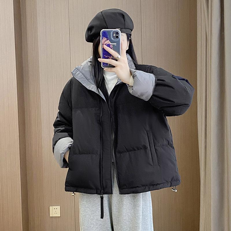Down jacket women's new short contrasting color bread jacket small white duck down warm winter coat