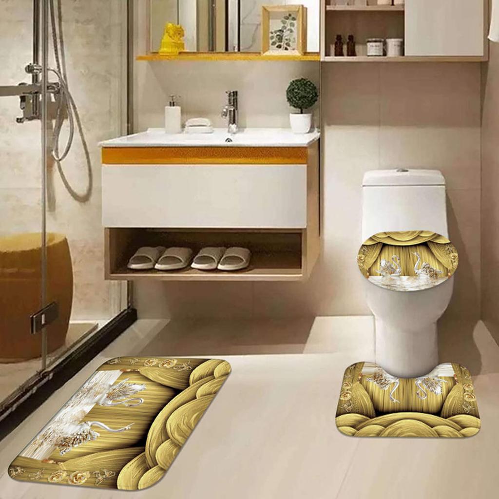 Vodotěsná sada sprchových závěsů s 12 háčky Toaletní potahy Sedák Koberečky do koupelny protiskluzové Koberec Závěs pro okna