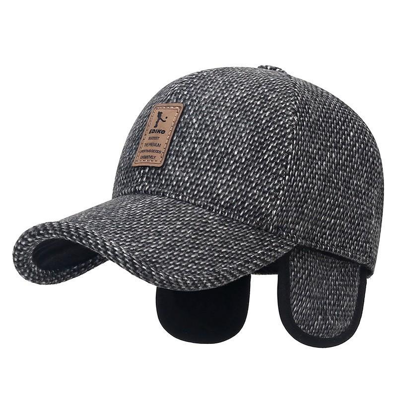 Auturnn Thick Warm Men Winter Baseball Cap With Ear Flaps,Fashion Wild Hip Hop Hats Gorras, Ideal Choice for Dad's Gifts