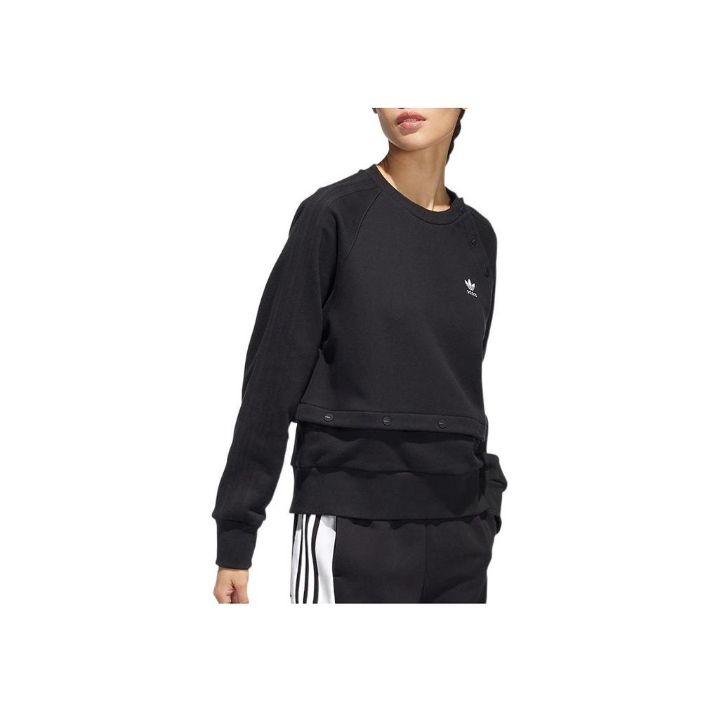 Adidas Originals Solid Logo Print Casual Sports Long Sleeve Sweatshirt Women sweatshirt Black HH9457