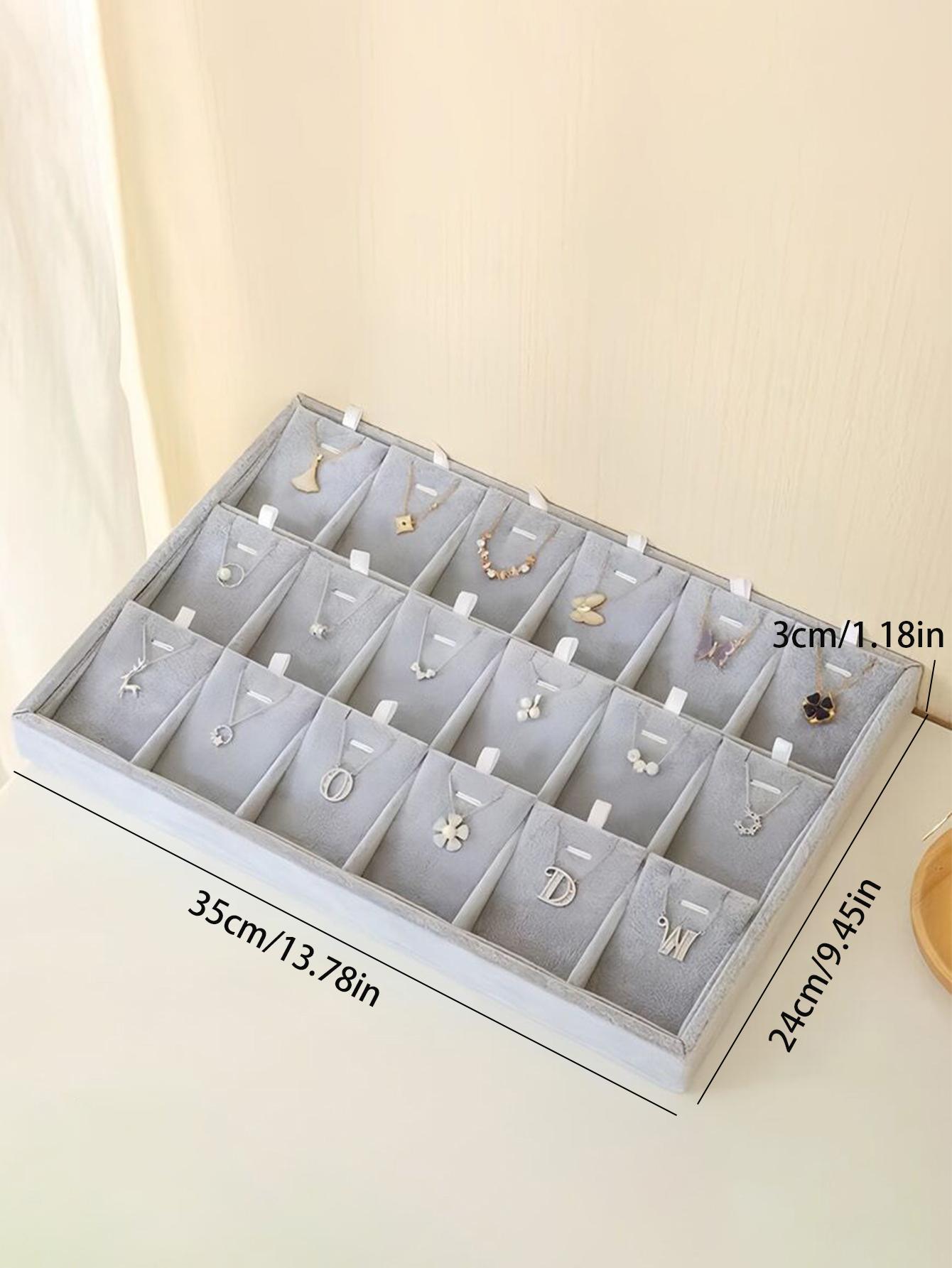 

18 Grids Velvet Jewelry Display Stackable Exquisite Jewellery Holder Portable Ring Earrings Necklace Organizer Box