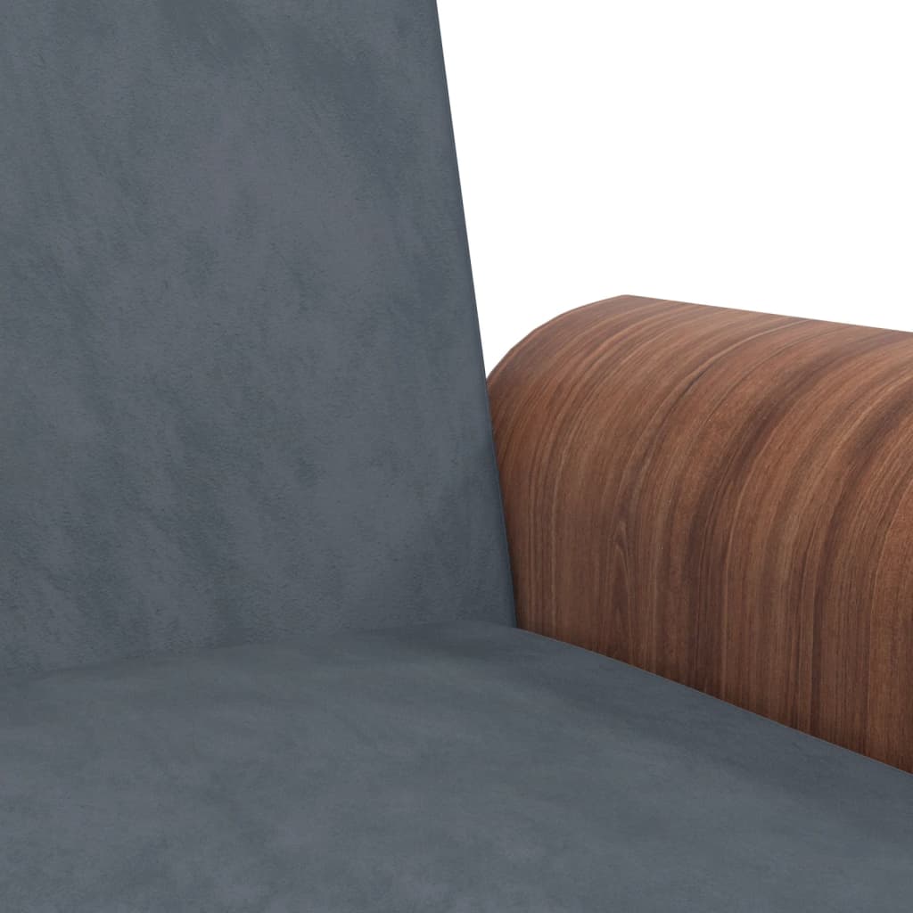 Dark Grey Velvet Sleeper Sofa with Drink Holders