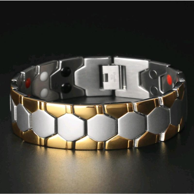 Meier Men's Detachable Magnetic Bracelet Stainless Steel Bangle Hexagonal Energy Bracelet