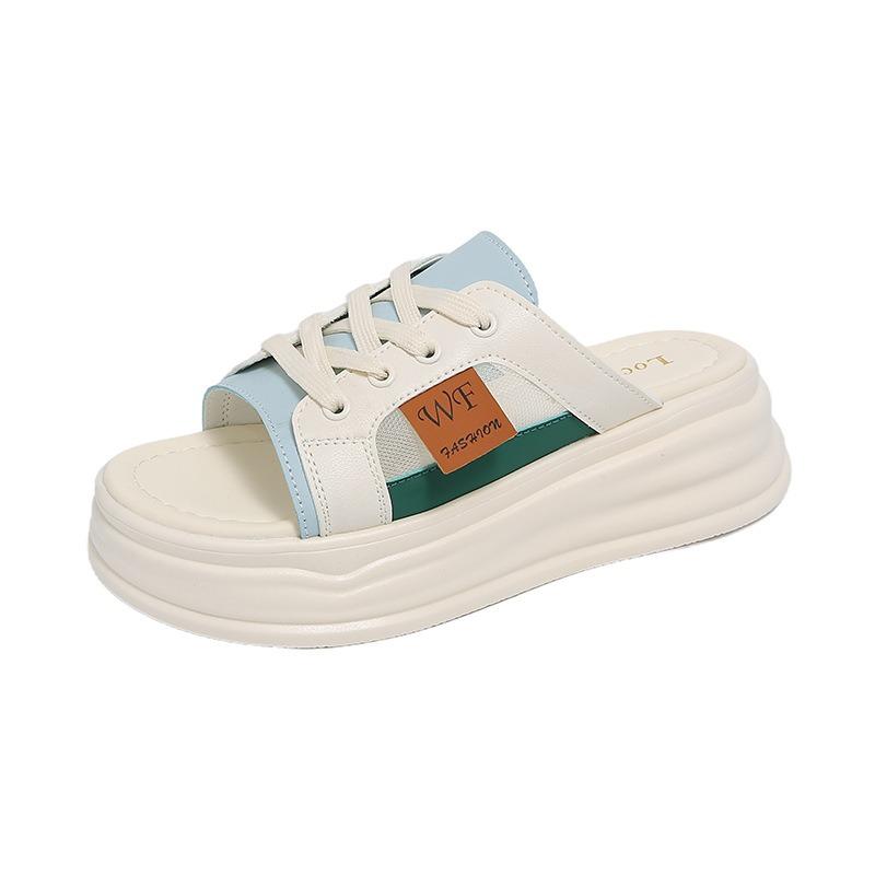 

Summer new one-pedal cool slippers women wear trendy thick-soled sandals fashion casual beach shoes women 40 синій