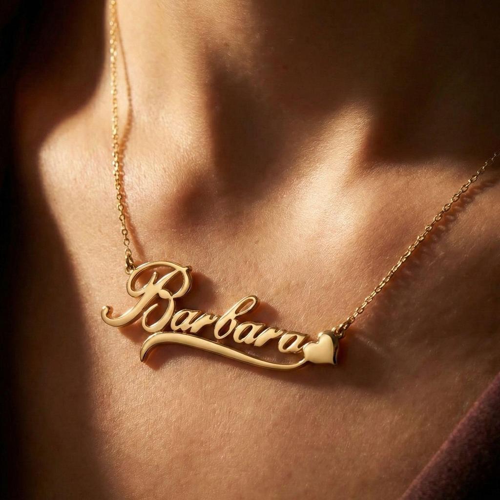 18K Gold Stainless Steel Personalized Name Pendant Necklace - European & American Titanium Steel Jewelry.