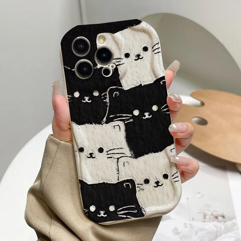 Black Cat Casing For OPPO Reno 15 15F 14F 12F 11F 13F 13 14 12 11 A6 A5 Pro A79 A60 Realme C53 C55 C65 C63 C67 C75 Case Cover