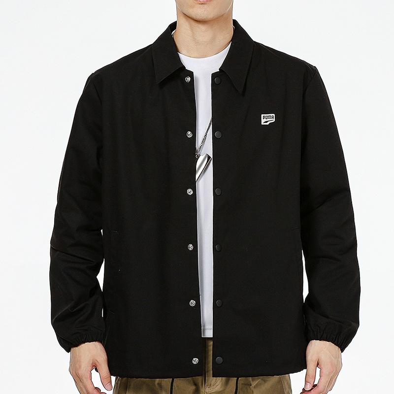 PUMA Embroidered Small Label Solid Color Logo Sports Woven Jacket Black Men's 532172-01