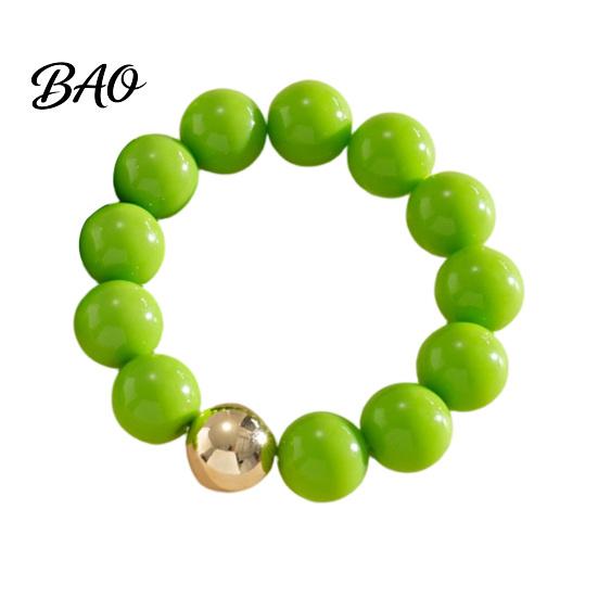 Colorful Bead Necklace Beaded Jewelry for Women, Acrylic Big Beads Choker Female Bracelet Necklace, Round Stretch Bracelet, Summer Retro Accessory
