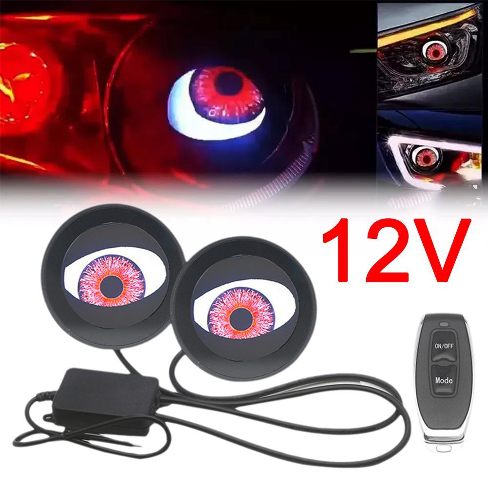 Car Devil Eye Decorative Headlight Dynamic Writing Demon Supplies Universal Eye Headlights Eye Modification Auto Wheel E7U9