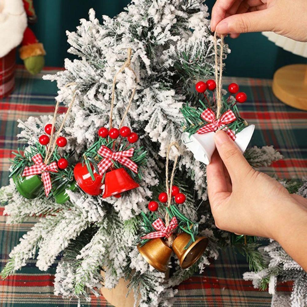 DIY Christmas Bell Pendant Double-Bell Xmas Bow Bell Hanging Decor Fireplace Decor