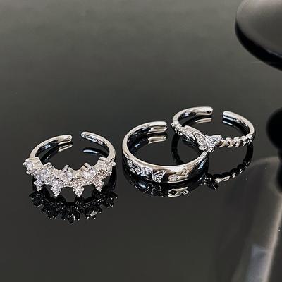 Butterfly Couple Open Ring Light Luxury High-End Sense Ring Simple Niche Individual Cold Wind Ring