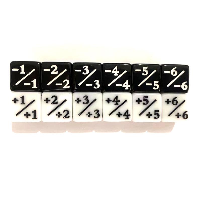 

Plus-Minus Sign Black & White 16mm Dice with Pearl Texture - Starry Sky Dice for Games