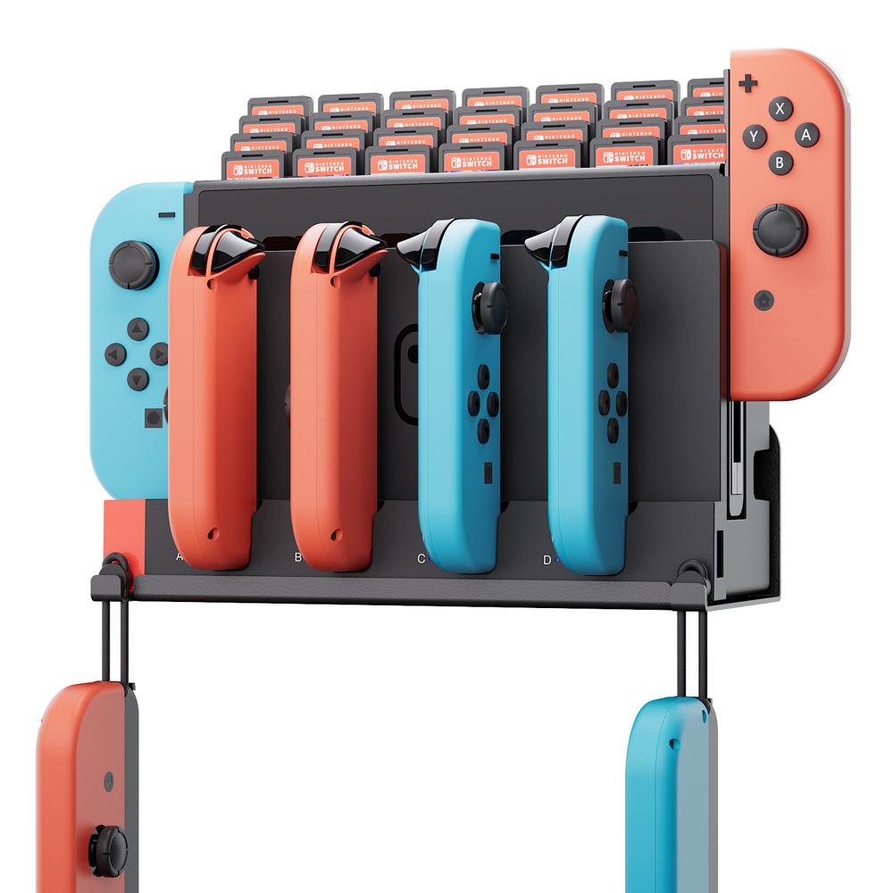 IPEGA PG-9186 Wall Mount Joycon Charging Dock Station for Switch&OLED with 28 Game Card Case, 6 Joy Con Controller Charger
