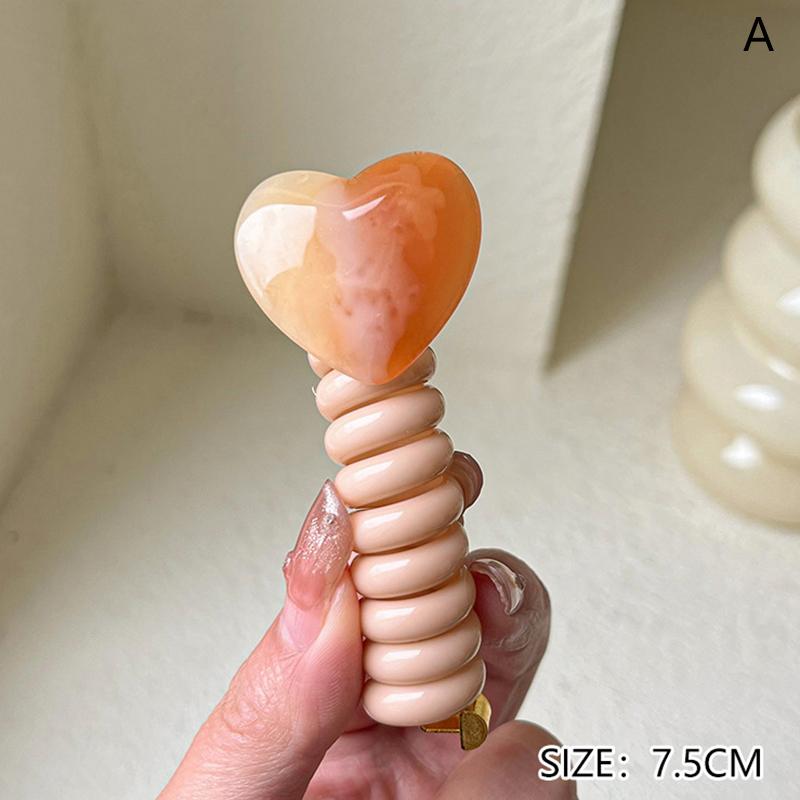 1pc Women Heart Shape Ponytail Elastic Hair Bands Rubber Hair Ties Bundle Scrunchies Telephone Wire Hair Accessories