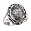 Natural Black Rutile Gemstone 925 Solid Sterling Silver Jewelry Ring Size 8 H4G88