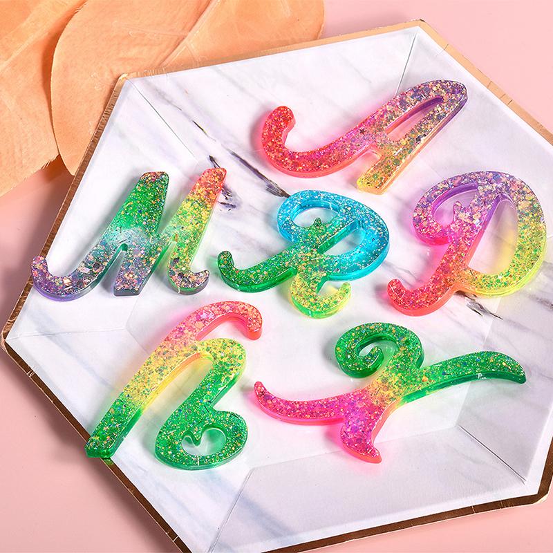 Resin Keychain Letter Molds With Hole Drop Glue Alphabet English Word Pendant