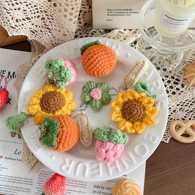 Kreativ Niedlich Erdnuss Sonnenblume Gestrickte Puppe Taschenanhänger Mädchen Herz Umhängetasche Accessoires Ornamente Geschenk