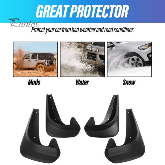 Truck Fender Set 4Pcs Car Mud Flaps with Screws Universal Fit PVC Auto SUV RV Easy Installation Front Rear Wheel Splash Guard Automotive Exterior