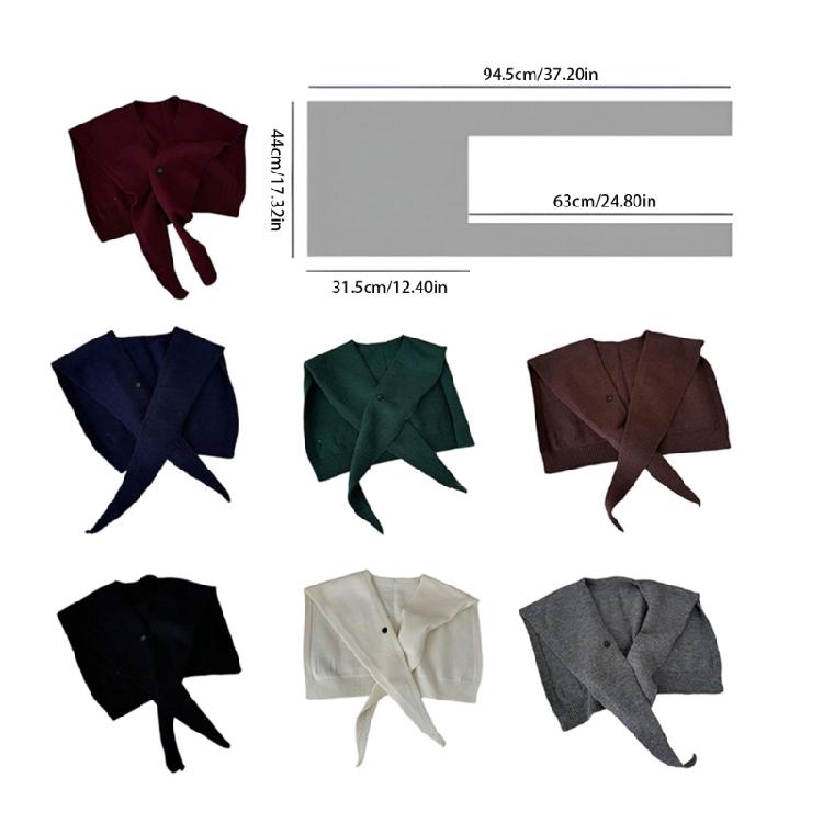 Stylish Cropped Shoulder Wrap Scarf Lightweight Polyester Shawl Elegant Women's False Collar Fashion Outerwear