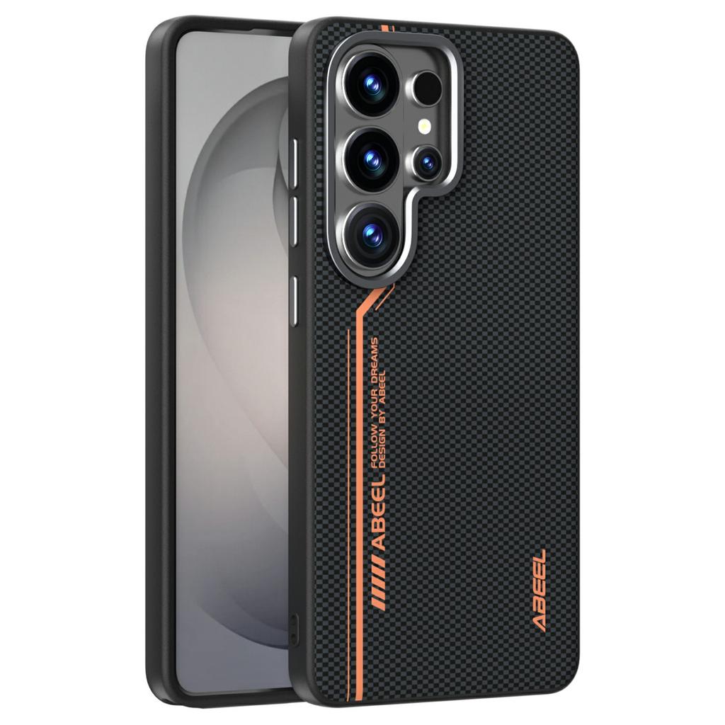 ABEEL For Samsung Galaxy S26 Ultra Magnetic Case Micro-Embossing 6D Printed PC TPU Aluminum Alloy Leather Phone Cover