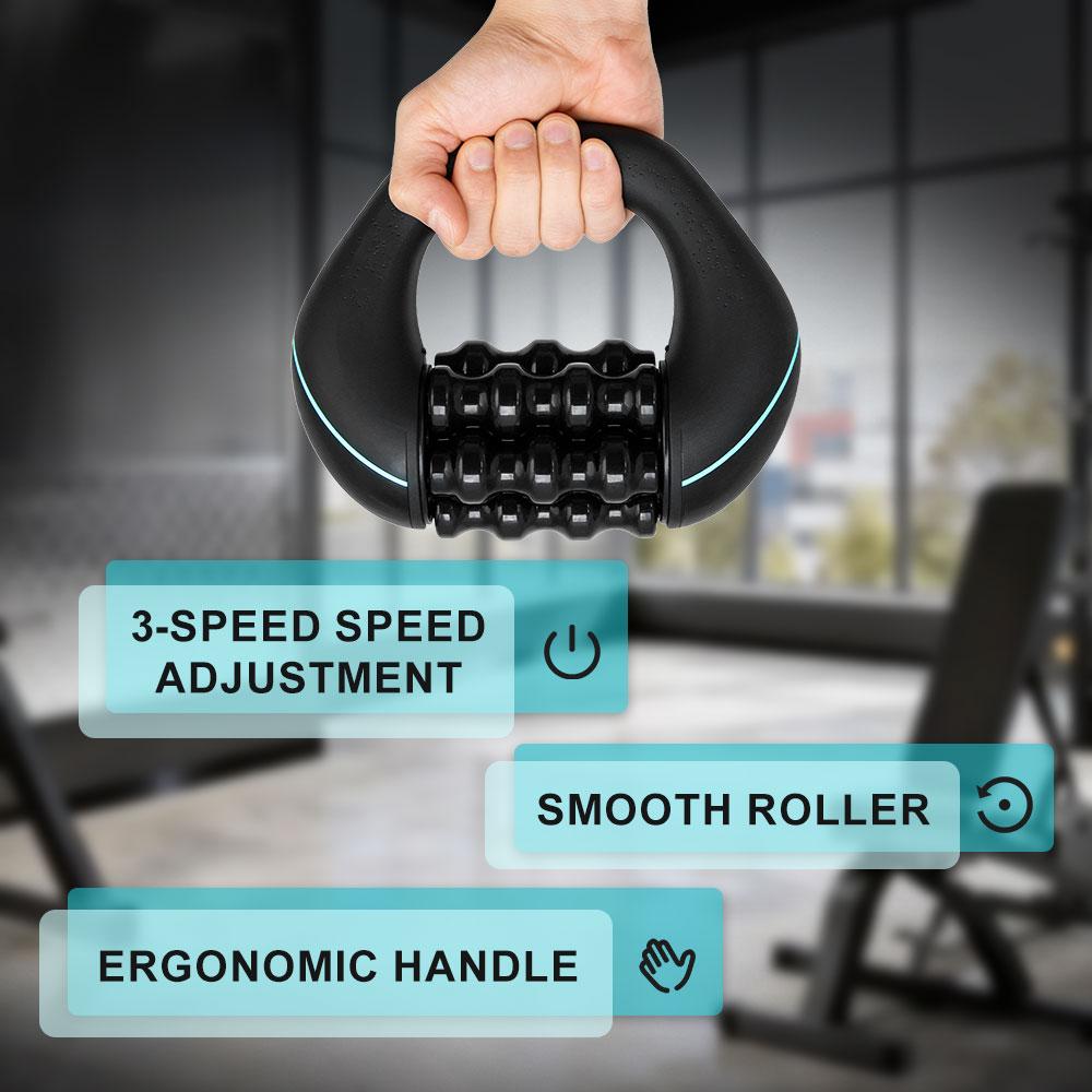 Mini Rolling Percussive Massager Whole Body Fatigue Relief Deep Tissue and Muscle Recovery Rechargeable Powerful 3-Speed Spin