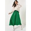 Women's Skirt Leather Look Elastic Waist Pleated Bell Skirt