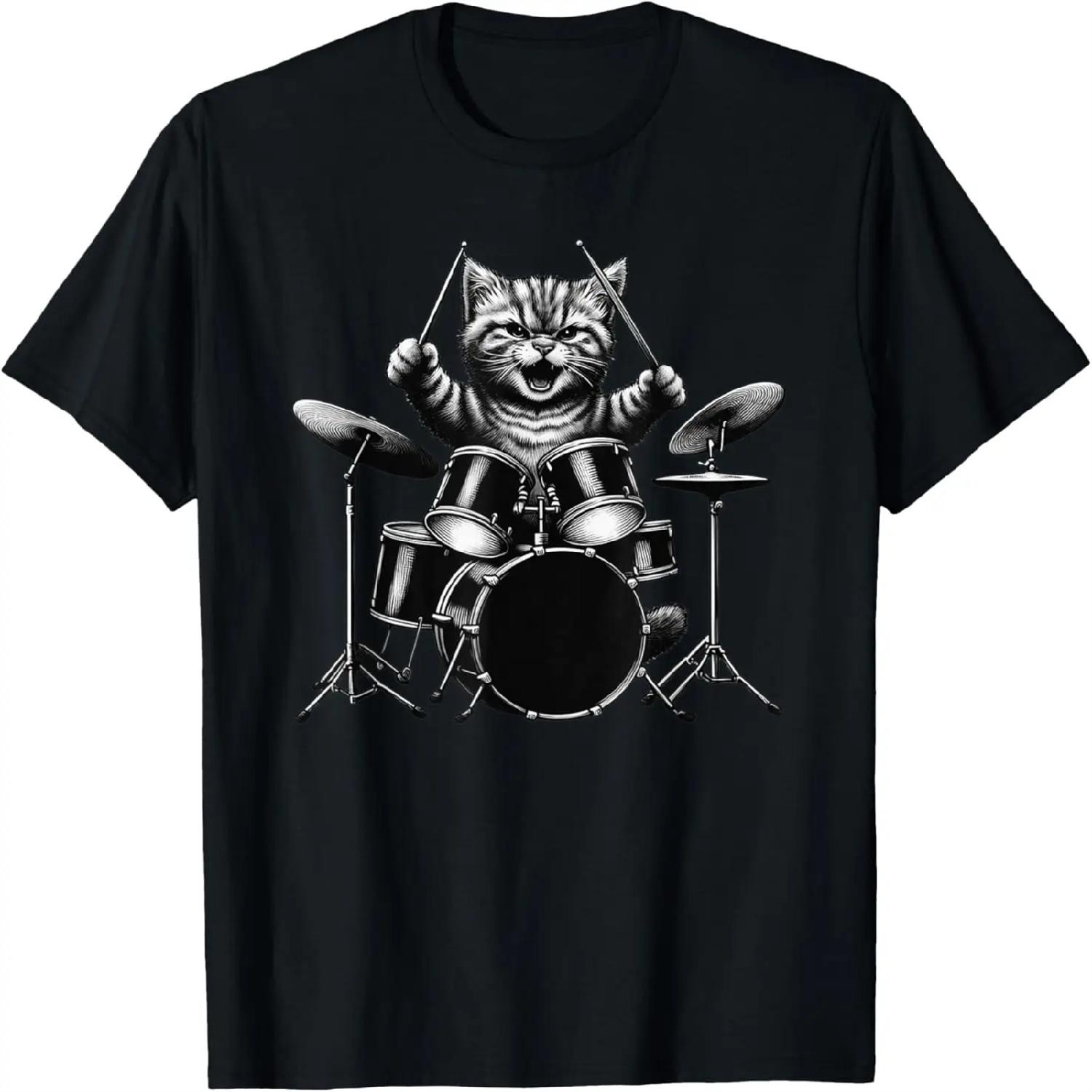 

Kitten Rock Band Drummer Cat Playing Drums Drumsticks T-Shirt XXXXXL різнокольоровий