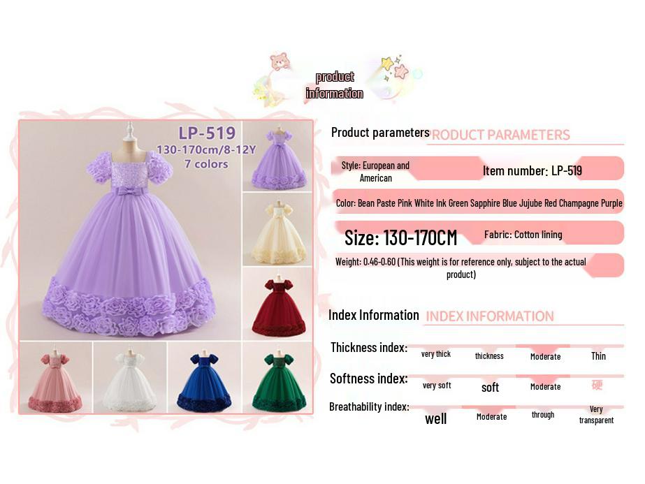 Europäisches & Amerikanisches Blumenmädchen Kurzarm Prinzessinnenkleid: Kinder Abend- & Hochzeitsoutfit