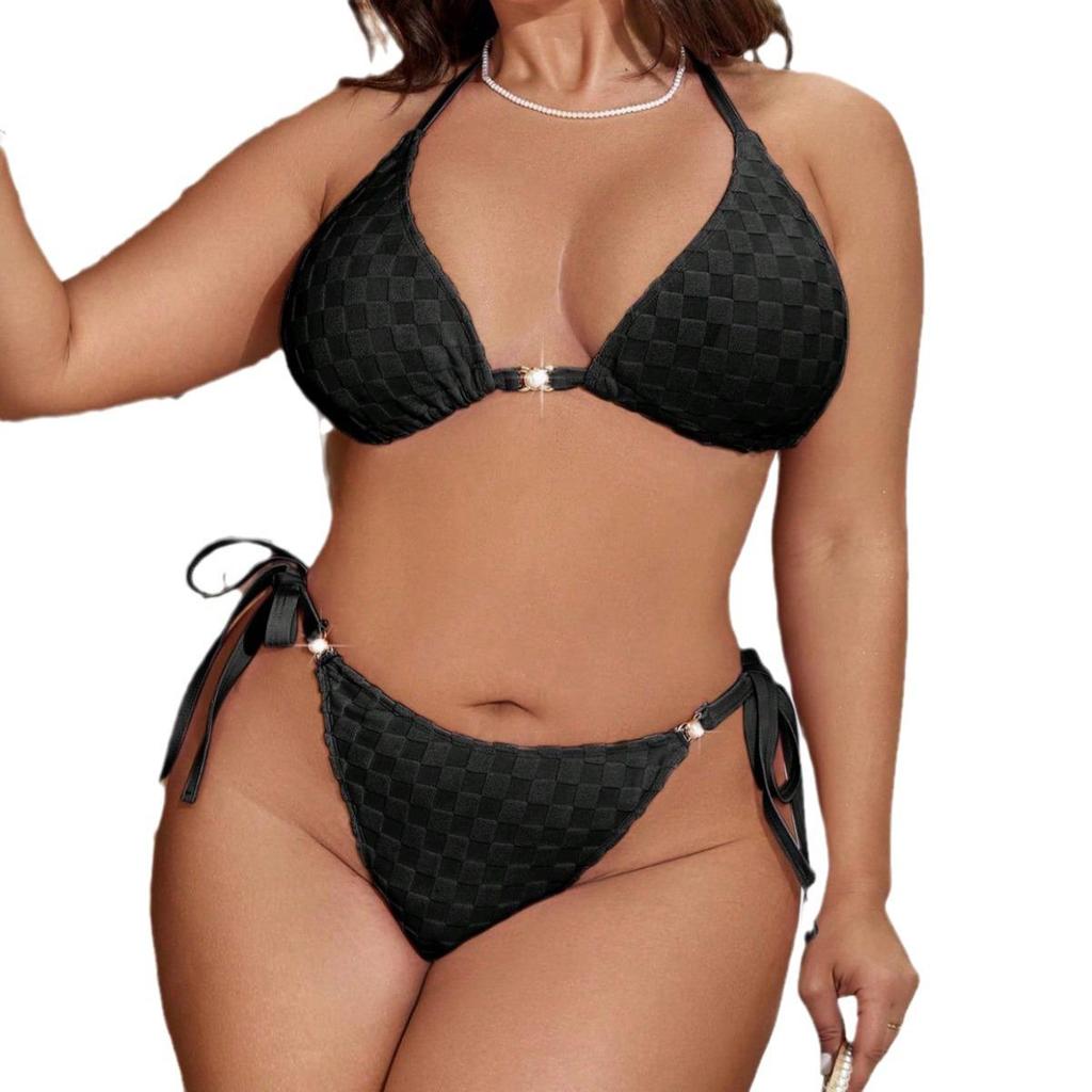 Women's Sexy Solid Color Cutout Triangle Bikini Swimsuit