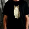 Owl Cat Funny Print Tshirts For Unisex Summer Casual Fashion High Street Unisex Tops Loose Crew Neck Short Sleeve Cotton Tees