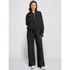 Women's Two-Piece Set: Zipper Sweatshirt & Wide-Leg Sweatpants Casual Outfit