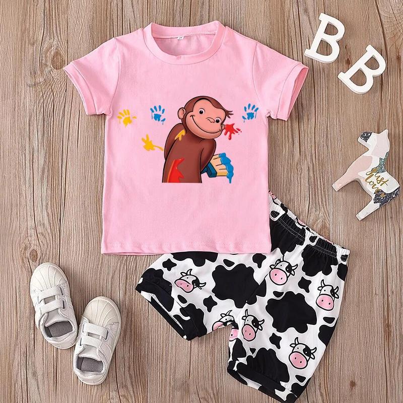 2026 Hot Sale Cartoons Baby Boys T Shirt Curious George Cartoon Print Kids TShirts Funny Monkey Children Girls Tops Clothes