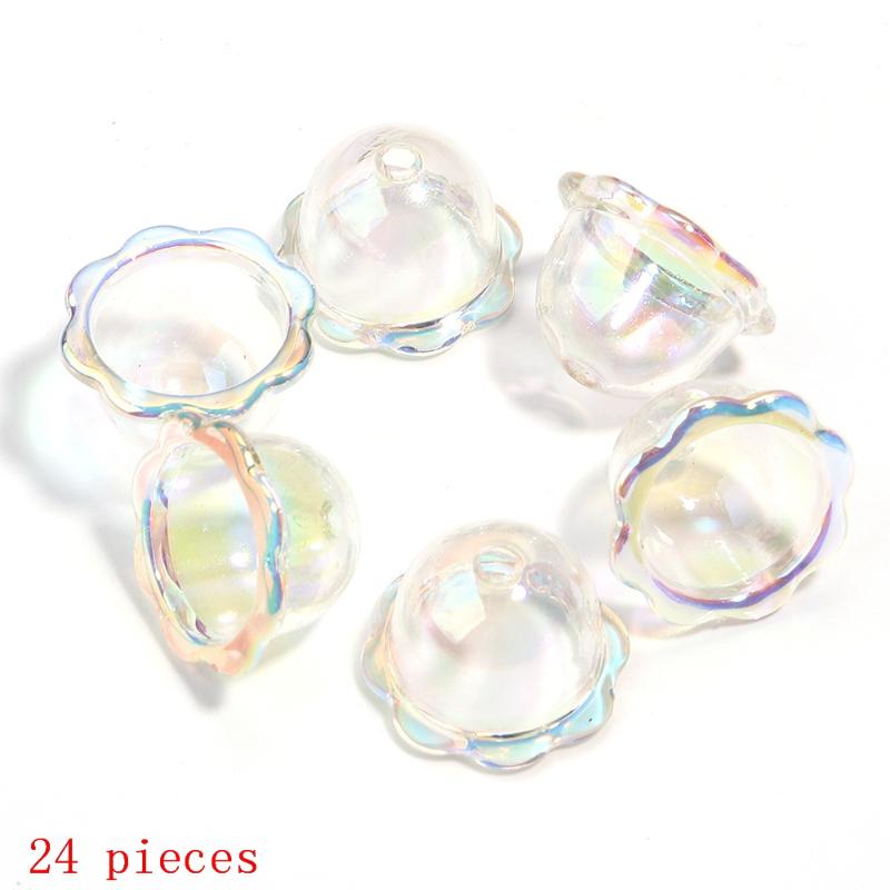 DIY Keychain Jewelry 6 24Pcs Transparent Wind Bell Acrylic Beads Multiple Sizes for Bracelet Necklace Hanging Decoration