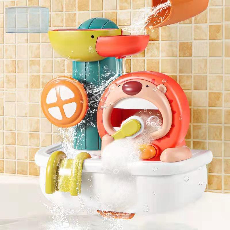 Baby Bath Plaything Bubble Machine Blower Lion Bubble Maker For Toddlers Bathtub Animal Spinning Tactile Toys For Young Boys Girls Newborn