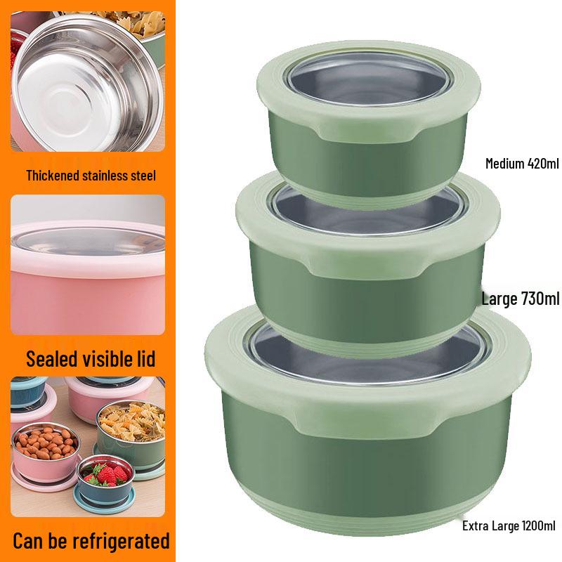Stainless Steel Food-Grade Sealed Soup & Bento Bowl for Refrigerator