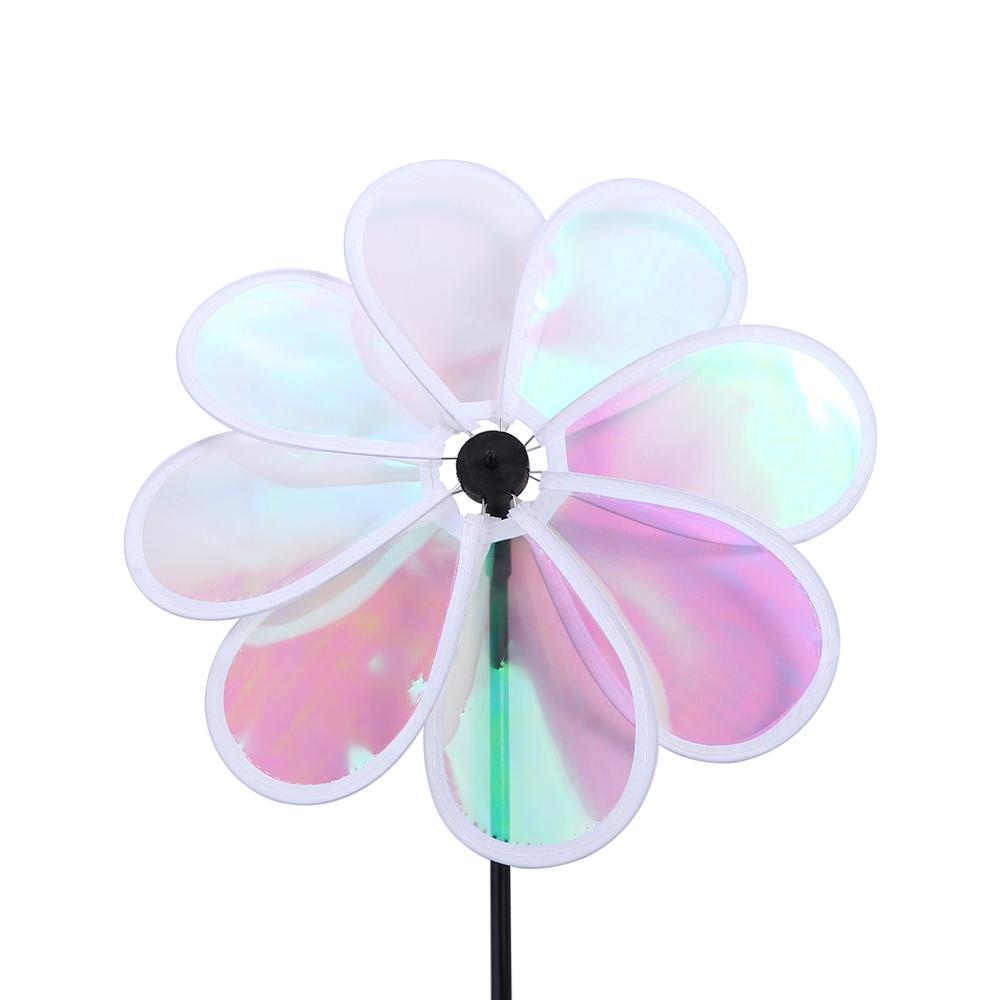 

Восьмилистная цветная ветряная мельница для отпугивания птиц, уличная, с заземлением, отражающая, меняющаяся, игрушки для детей детского сада