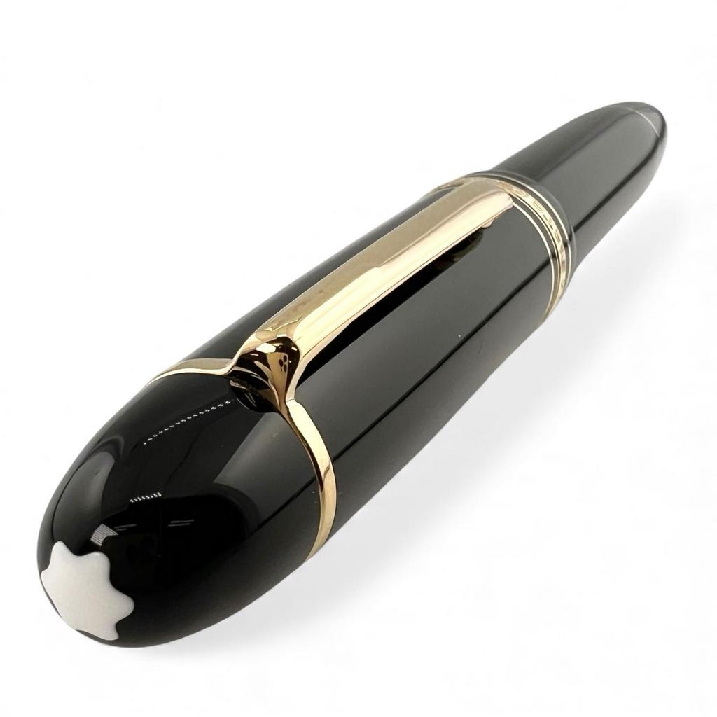 Great MONTBLANC fountain pen Meisterstück 149 white star Black gold 14K mens Used