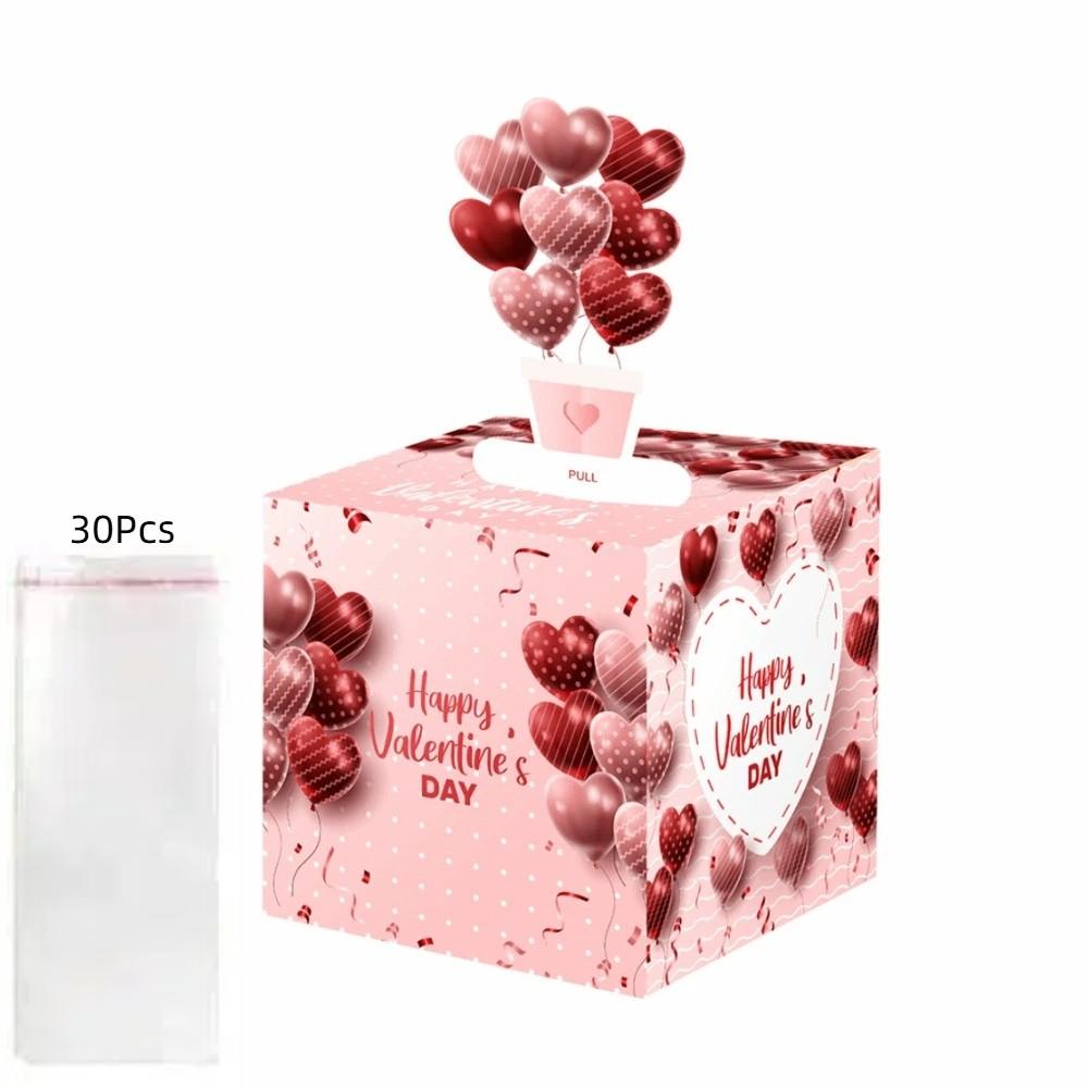 Love Heart Birthday Money Box Surprise Birthday Cash Gift  Valentine s Day StyleC 30Pcs Clear