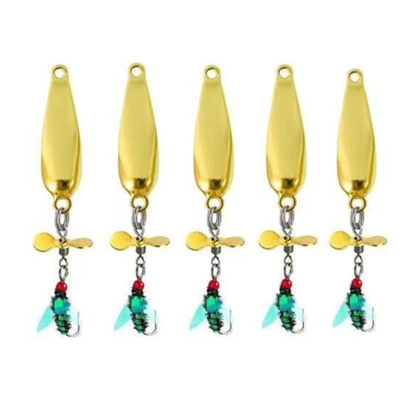 

5pcs Metal Fly Fishing Baits Fishing Tackle with Propellers Worm Fly Lures Spoon Spinner Sequins Baits