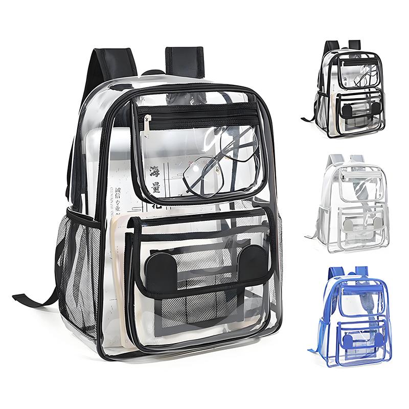 Transparent Backpack Transparent Storage Bag Students Bookbag Pocket Storage Bag Clear Beach Bag Work School