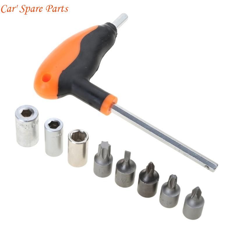 Y4UA T-Shape Skateboard Wrench T-wrench Tools with 6/8/10/45mm Bit Tools