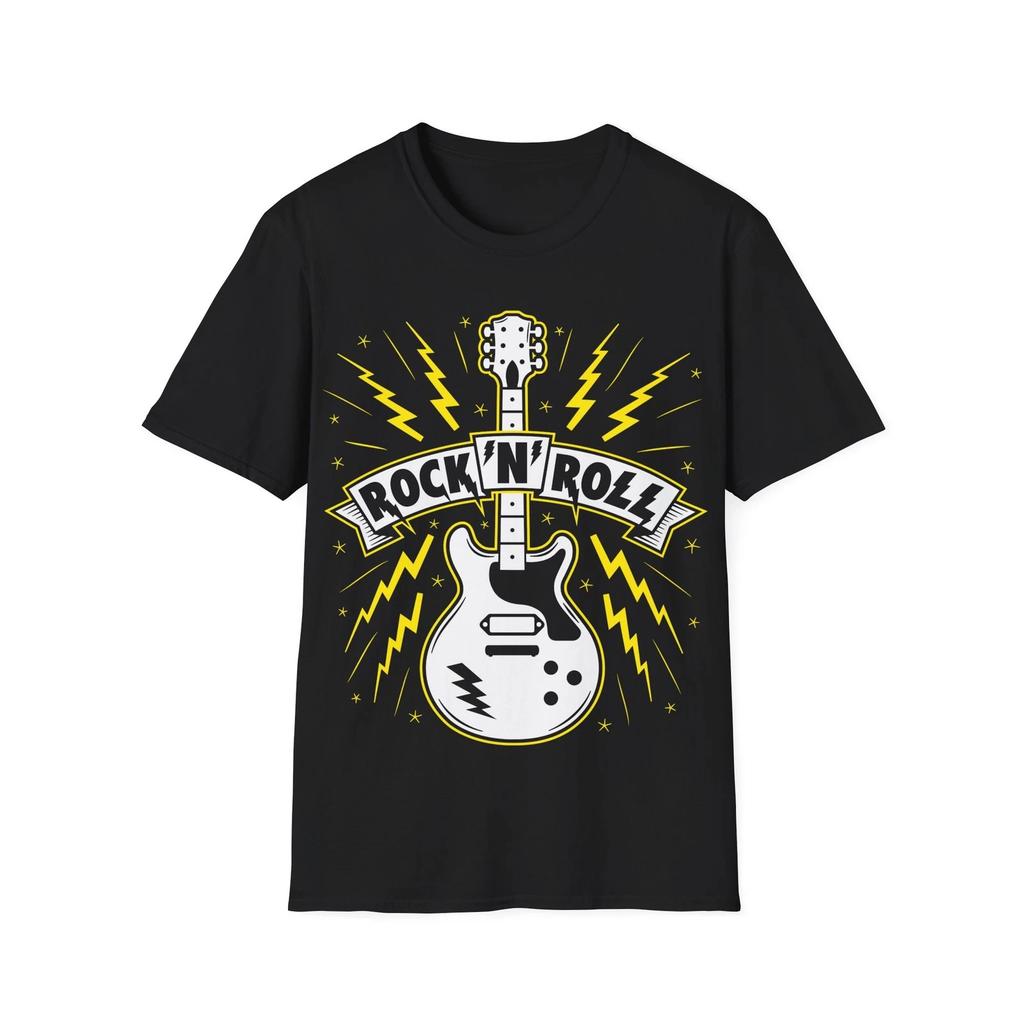 Rock'n'Roll Guitar T-Shirt, Rock Music Fan Tee, Regular Fit Top