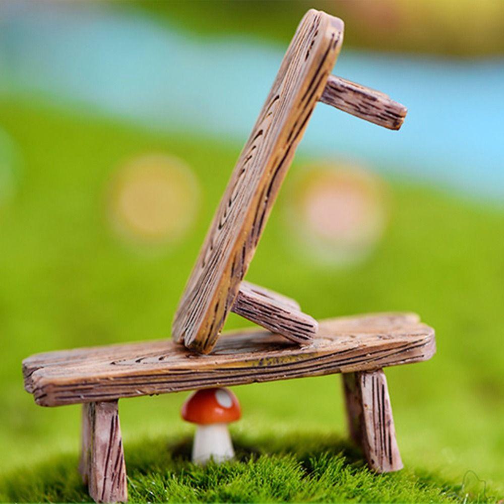 Romantic Mini Wooden Chair Figurine Dolls Succulents Bonsai Ornaments DIY Resin Love Stool