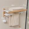 Beech Towel Rack No Punch Bathroom Shelf Toilet Wall Mounted Washroom Storage Organizer Bath Towel Holder Bathroom Accessories